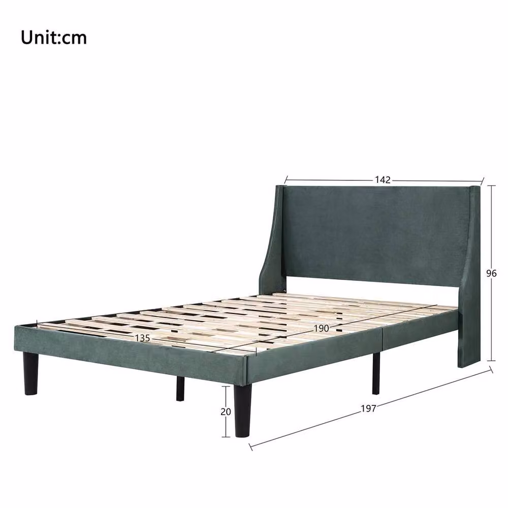 FORGEVIO Modern Upholstered Velvet Cot Bed Frame in Green, W/D/H: 120 x 60 cm – 2