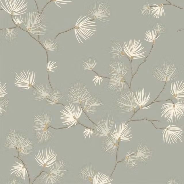 Belgravia Valentino Pine Botanical Floral Textured Vinyl Wallpaper in Green