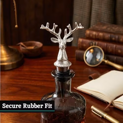 Premier Housewares Orsina Patrin Stag Bottle Stopper in Silver and Black Stainless Steel – 3