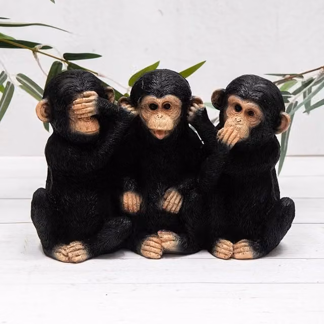 Annibells Three Wise Monkeys Tabletop Ornament in Brown and Black