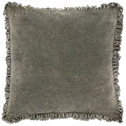 Yard Bertie Cotton Velvet Filled Cushion in Green, W/D/H: 45 x 45 x 45 cm