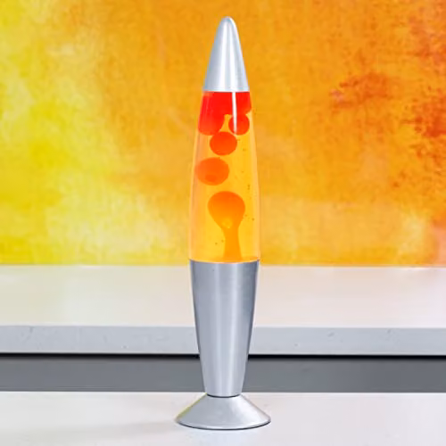 Global Gizmos 48850 Retro Red and Yellow Lava Lamp with Silver Base – 5