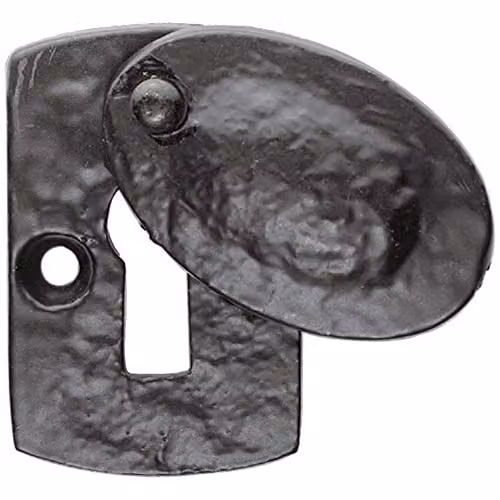 Loops Antique Covered Escutcheon Euro Profile Plate in Black Antique, W: 43 mm, H: 29 mm
