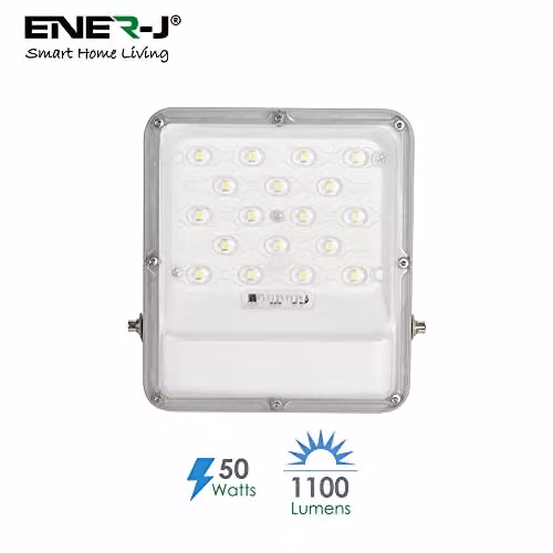 ENERJ 50W Solar Powered LED Floodlight with Solar Panel and Remote Control, White – 2