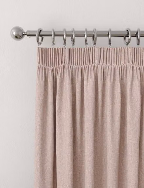 M&S Blush Pink Thermal Blackout Pencil Pleat Curtains