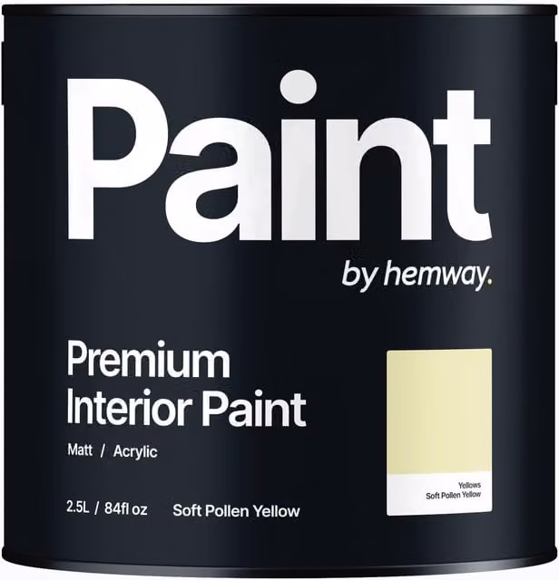 Hemway Matt Acrylic Dispersion Interior Paint in Soft Pollen Yellow, 2.5L
