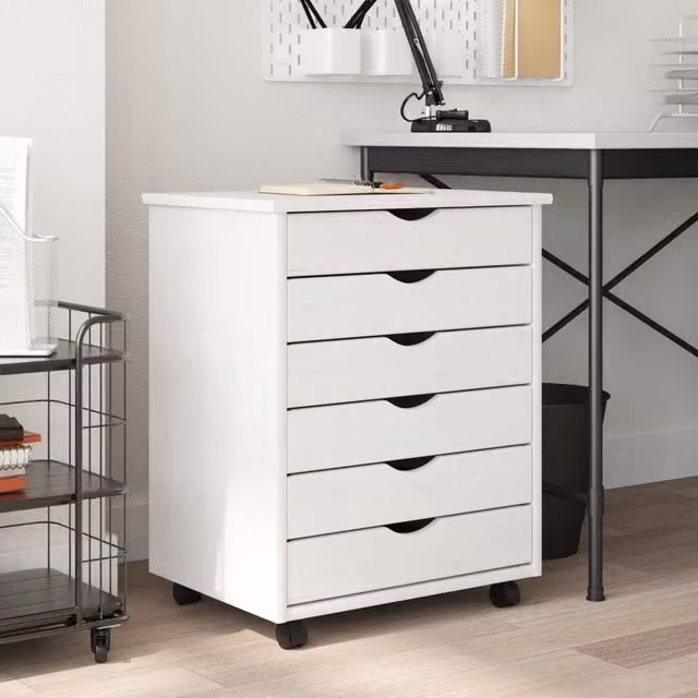 Berkfield Home Moss Rolling Cabinet with Drawers in White Solid Pine Wood