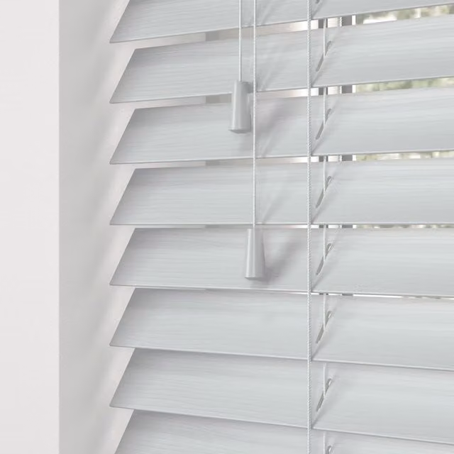 Terrys Elementi Fauxwood Made To Measure Venetian Blind, 50mm, Realm Fine Grain, White or Grey