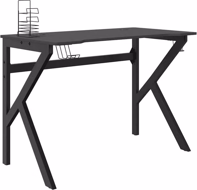 Berkfield Home Gaming Desk with K Shape Legs, Black, W/D/H: 110 x 60 x 75 cm – 1