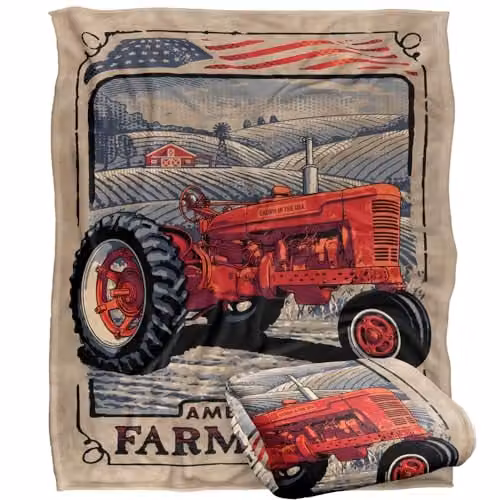 JQ Licensing RLE American Farmland Tractor Super Soft Silky Touch Throw Blanket, White, W/D/H: 152 x 127 cm – 1