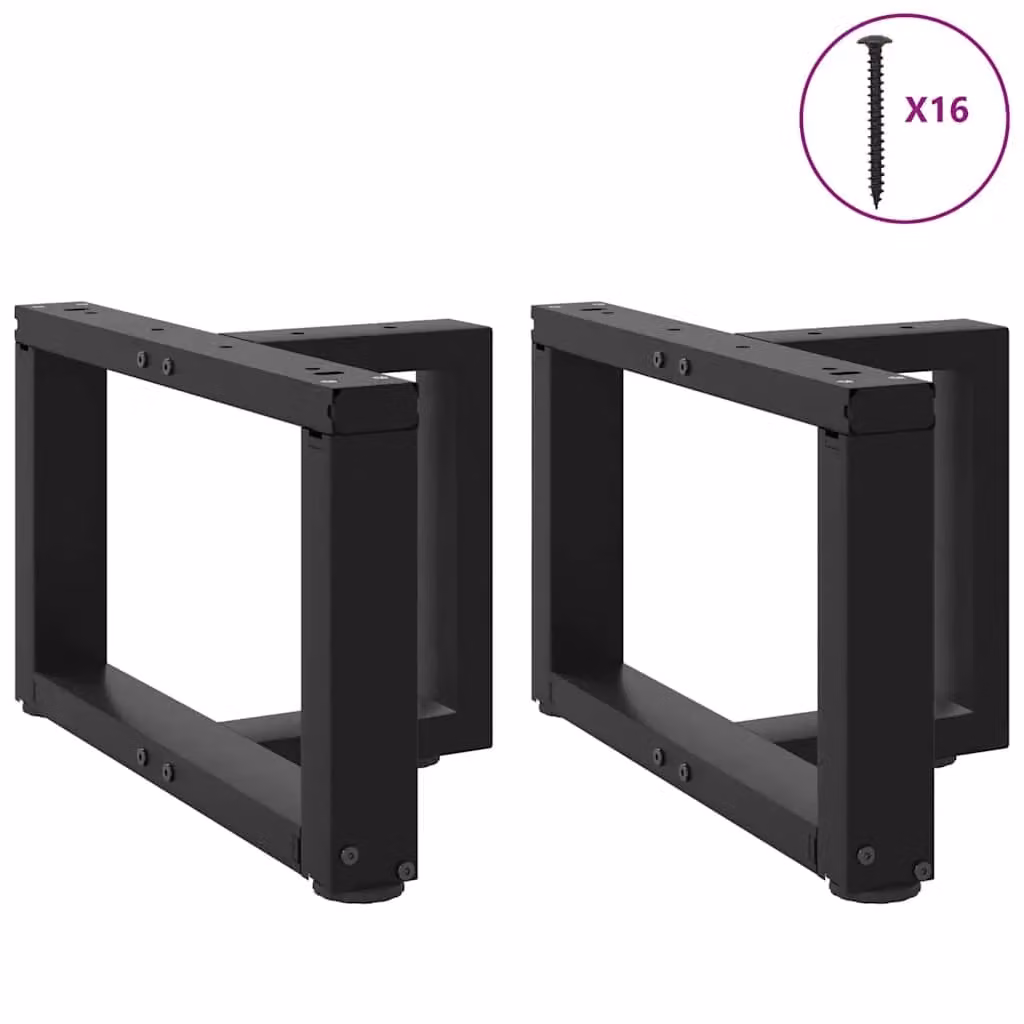 Berkfield Home T-Shaped Coffee Table Legs, 2 Piece Set, Matt Black Steel, W/D/H: 50 x 25 x 30-31 cm – 2