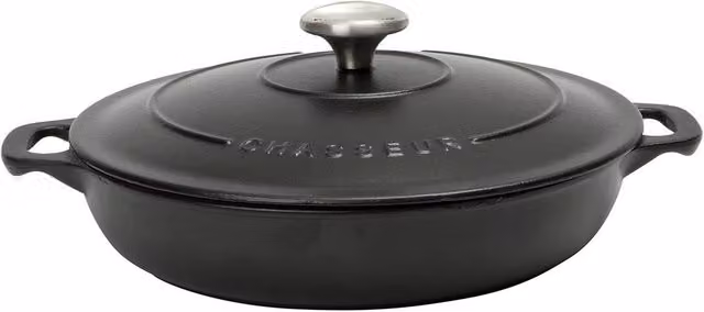Chasseur Matt Black Enamelled Cast Iron Serving Casserole, 30 cm