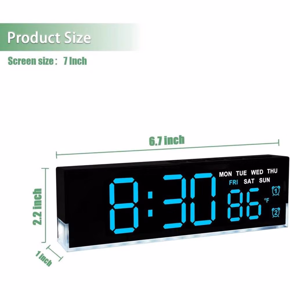 PAWNORA 7 Inch Digital Alarm Clock in Black – 2