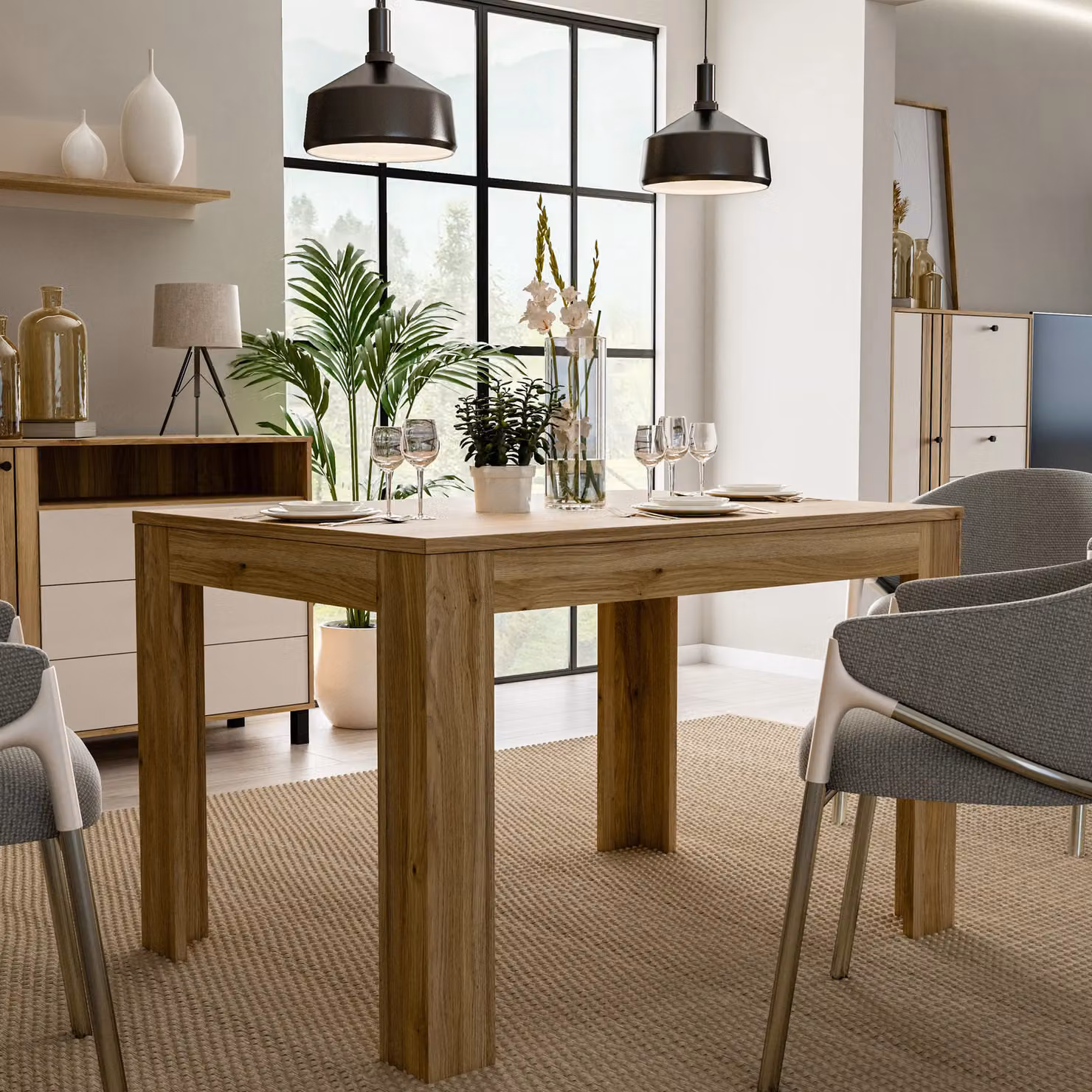 Furniture To Go Grafton Extendable Rectangular Oak Dining Table in Brown – 4