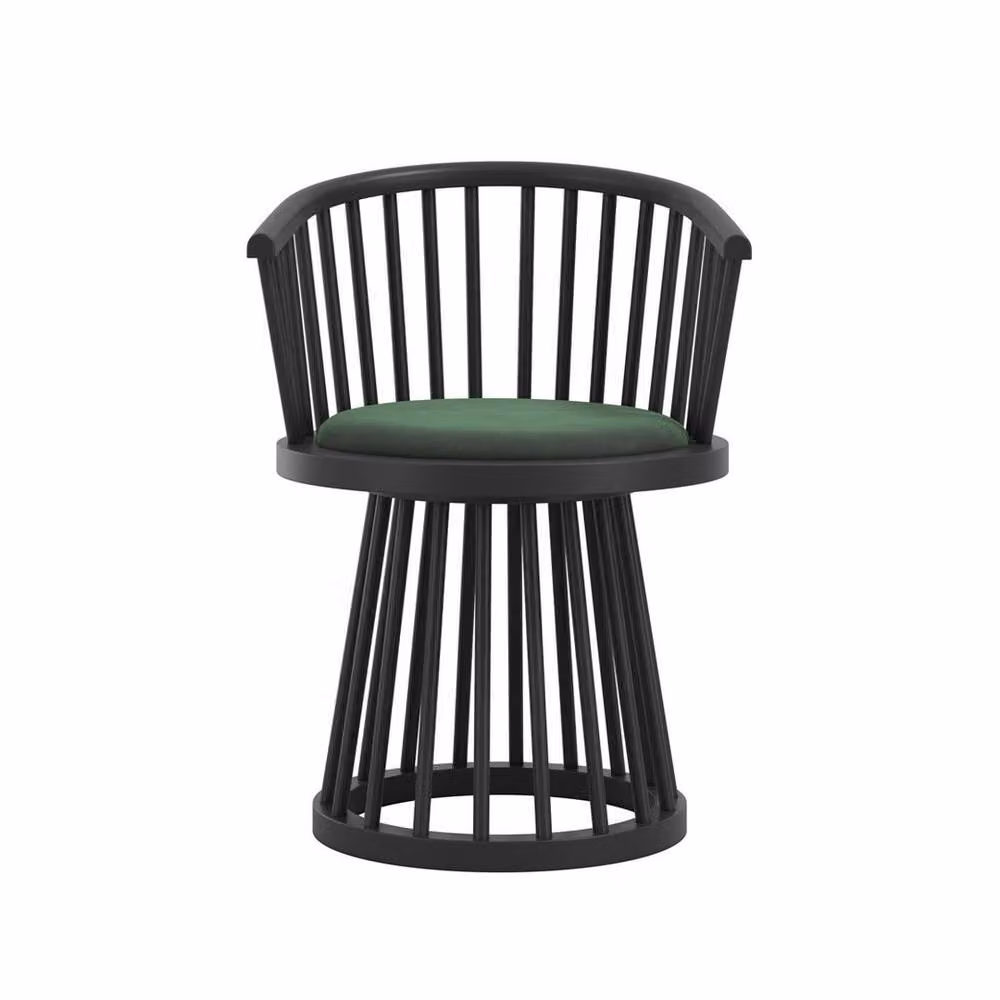 Lemon Pavilion Furniture Lina Indoor Dining Chair in Black Velvet and Wood, W: 57 cm, D: 53 cm, H: 78.5 cm – 2