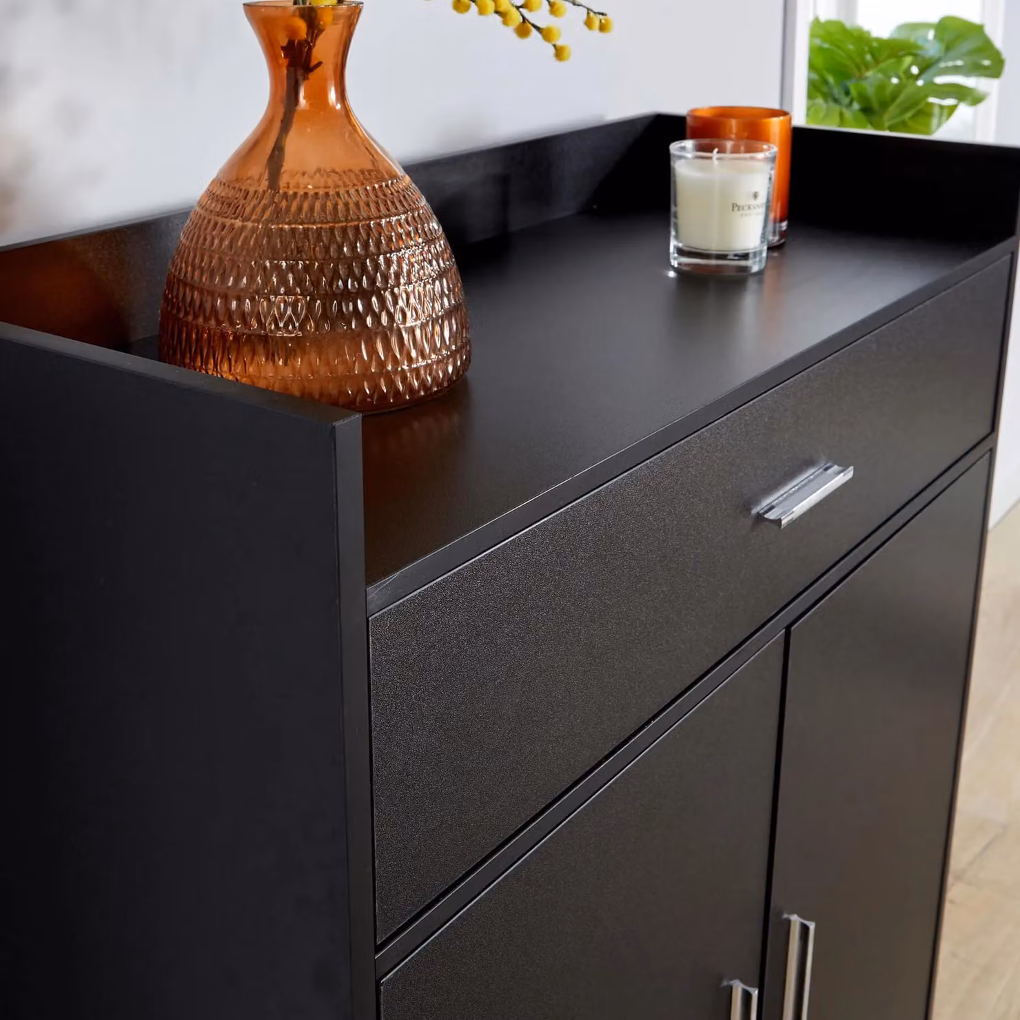 Home Source 2 Door Shoe Storage Cabinet in Black – 4