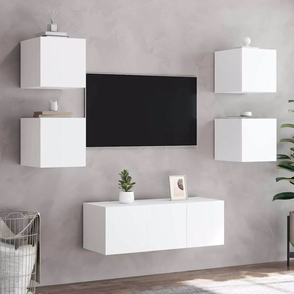 Berkfield Home TV Wall Cabinet with LED Lights, White, W/D/H: 30.5 x 35.0 x 30.0 cm – 3