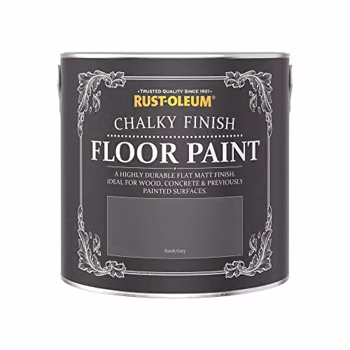 Rust-Oleum Water-Based Scratch-Proof Floor Paint in Matt Finish, Torch Grey, 2.5L – 3