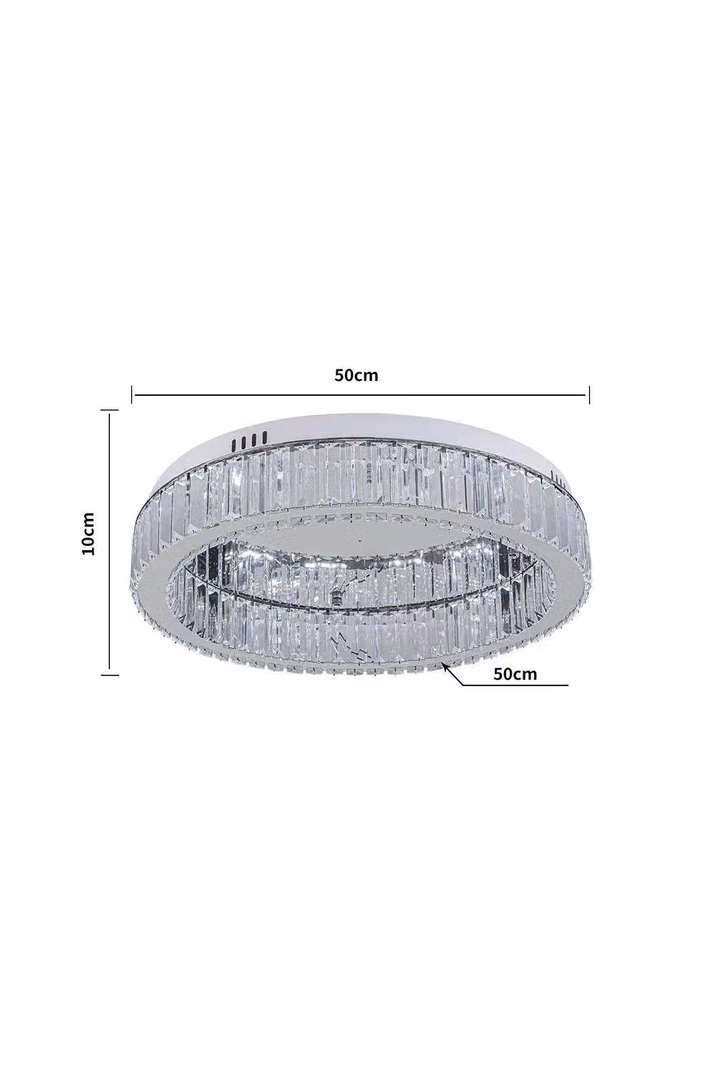 H&O Direct Modern Round Crystal Ceiling Light in Silver and Transparent – 2