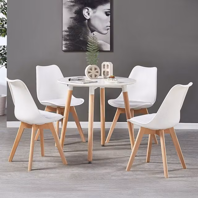 Life Interiors Lorenzo Round Dining Set with Table and 4 Chairs in White