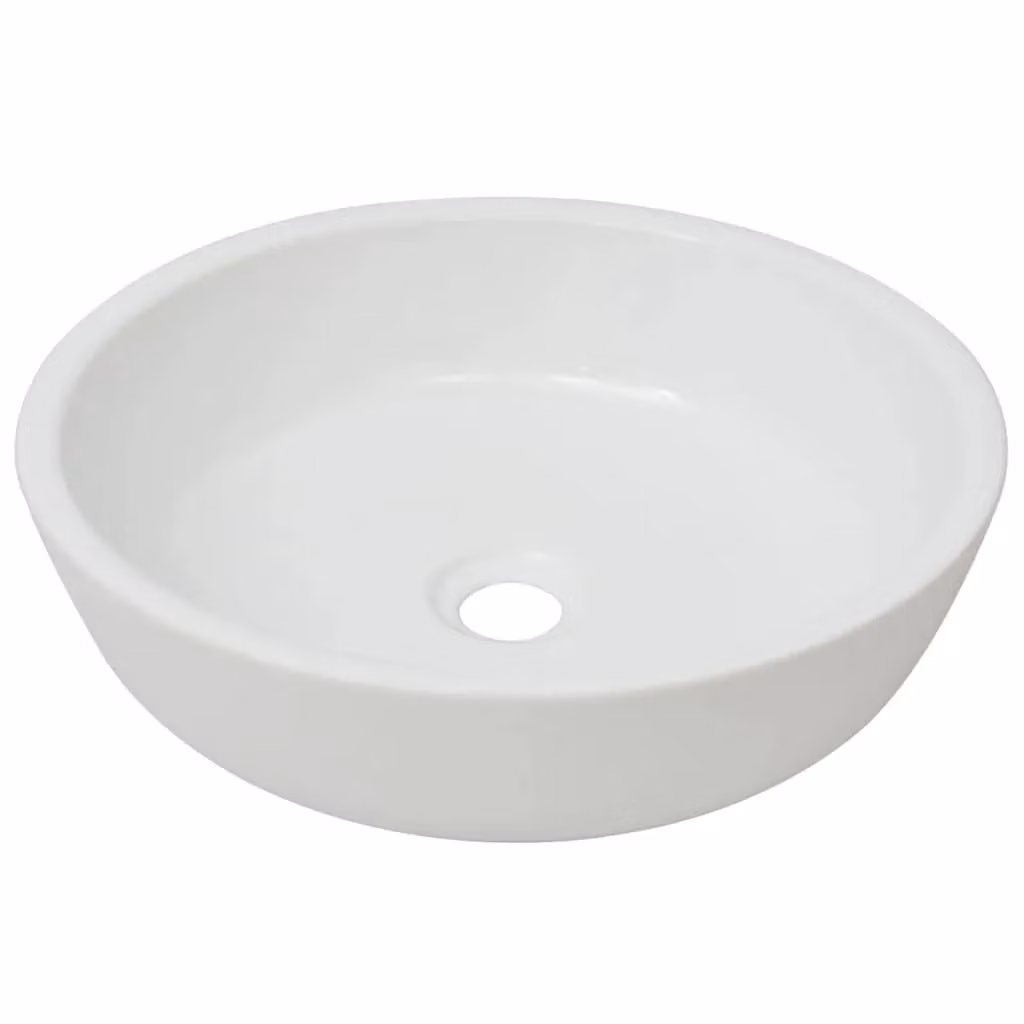 Berkfield Round Ceramic Basin in White, Diameter: 42 cm, Height: 12 cm – 2