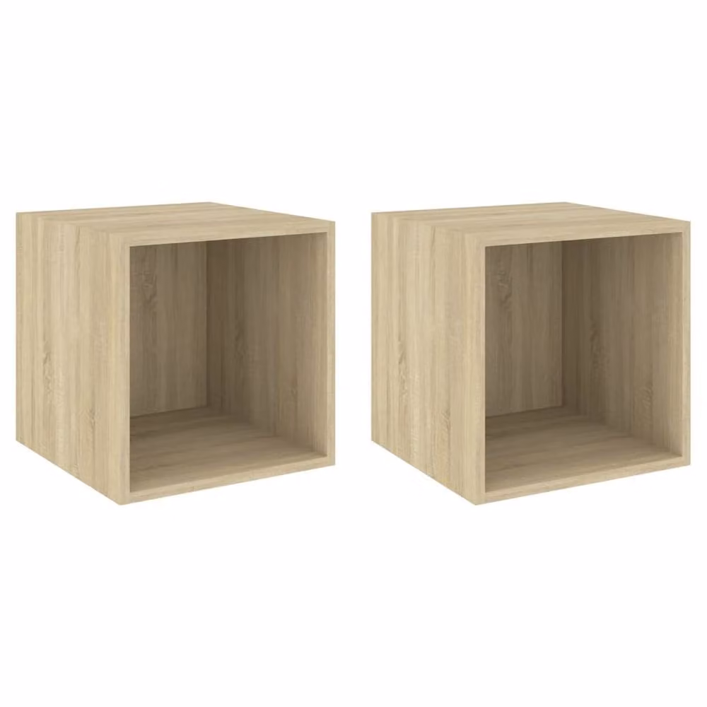 Berkfield Home Set of 2 Wall Mounted Cube Cabinets in Sonoma Oak, W/D/H: 37 x 37 x 37 cm – 3