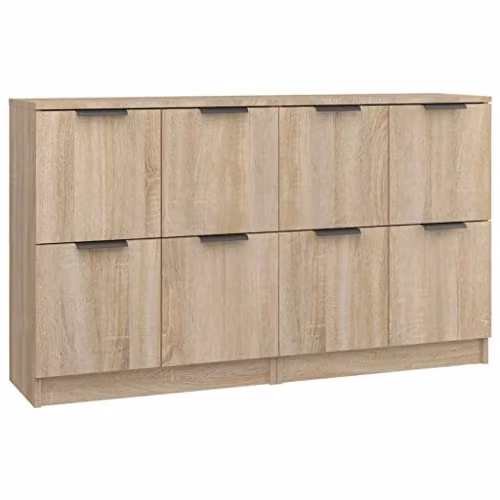 vidaXL Set of 2 Sideboards in Brown Sonoma Oak, W/D/H: 60 x 30 x 70 cm – 1