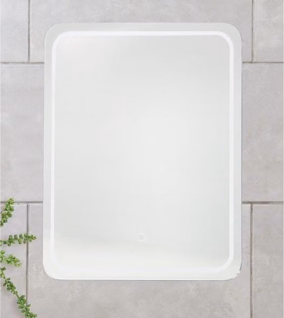 I Touch Boston Rectangular LED Wall Mirror in White with Dimmable Touch Switch