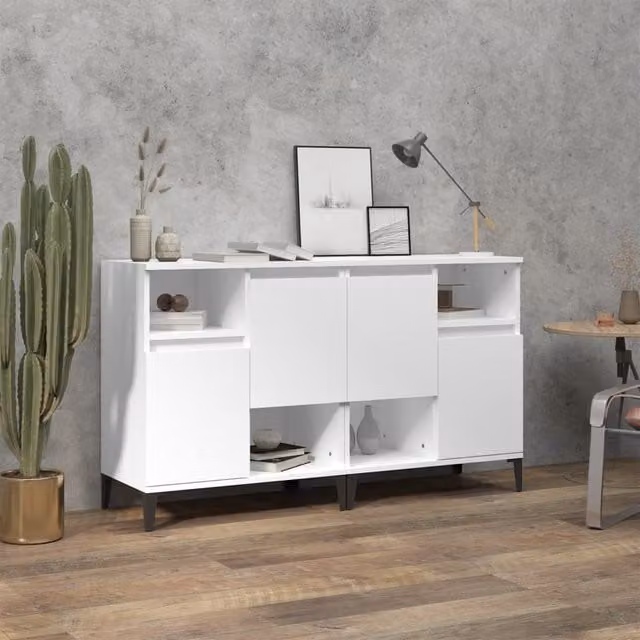 Berkfield Home Set of 2 White Matt Classic Sideboards in Engineered Wood W/D/H: 60 x 35 x 70 cm – 1