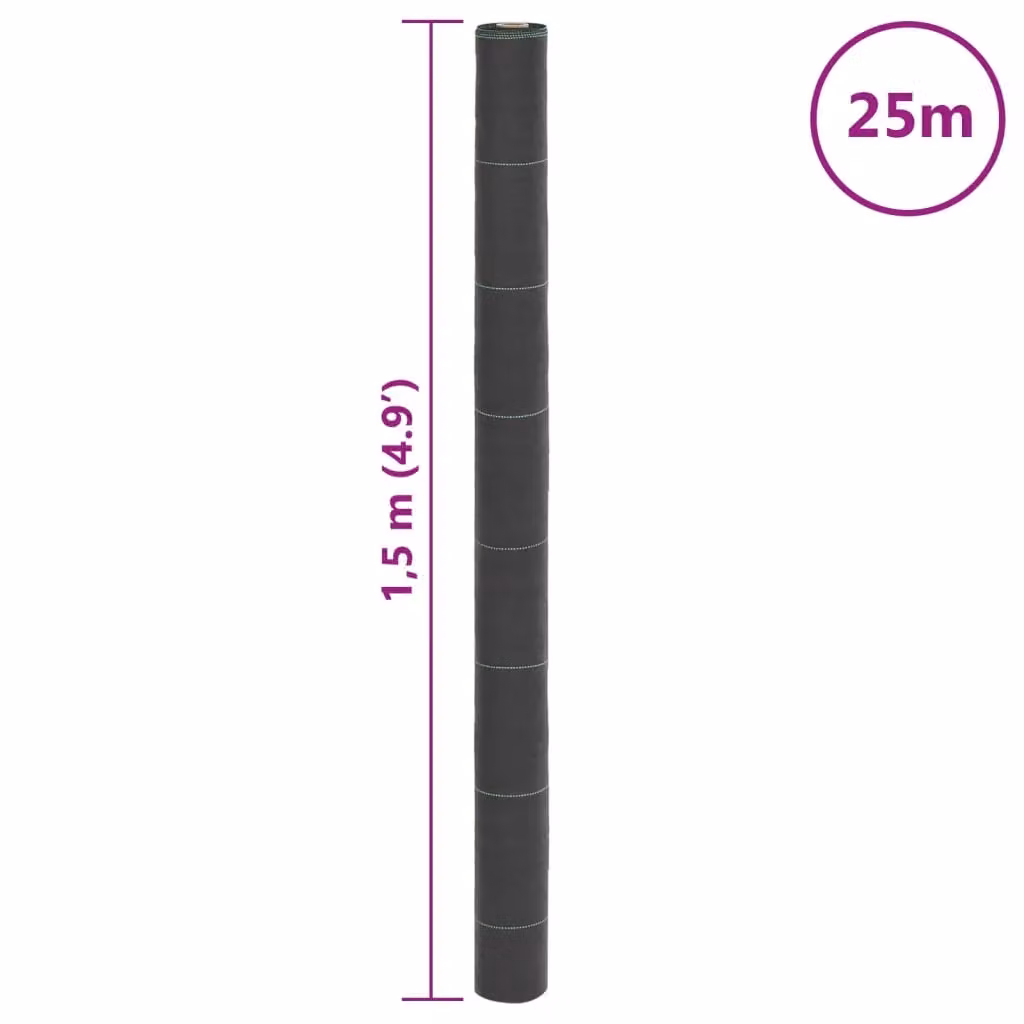 Berkfield Home Black Weed Membrane, W: 1.5 m, L: 25 m – 4