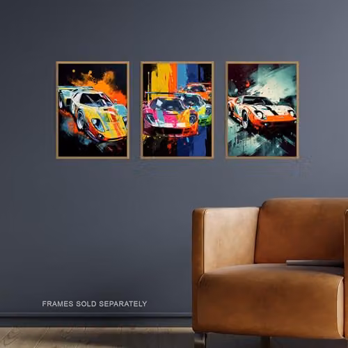 Artery8 Set of 3 Racing Car Motorsport Grand Prix Unframed Paper Poster Prints, Multicolour, W: 21.0 cm, H: 29.7 cm – 2