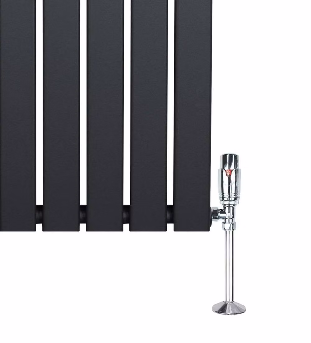 Monstershop Flat Single Column Steel Radiator and Thermostat Valves in Anthracite Grey, H x W: 140 x 60 cm – 7