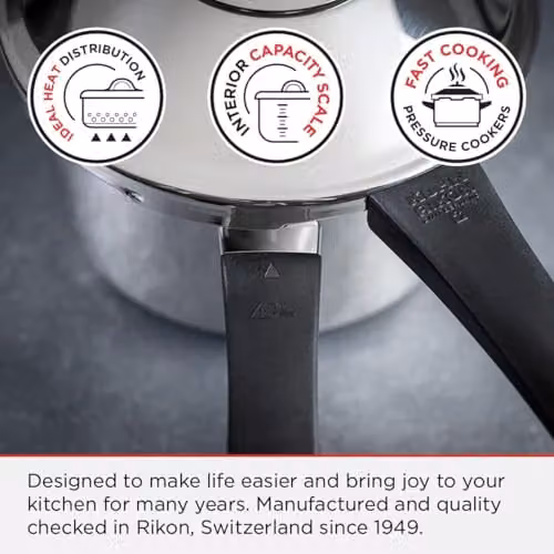 Kuhn Rikon Stainless Steel and Aluminium Pressure Cooker Multi Cooker Pot, Silver, 7 l, 22 cm – 4