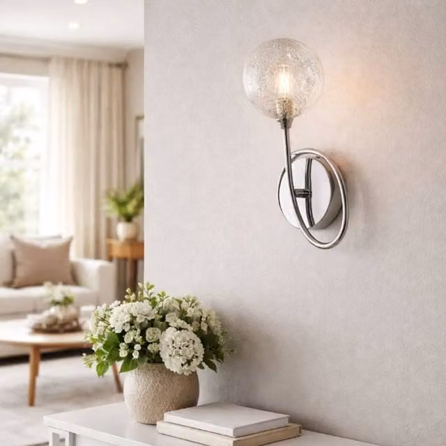 Pagazzi Hadley Modern Polished Chrome and Transparent Glass Wall Light in Silver – 1