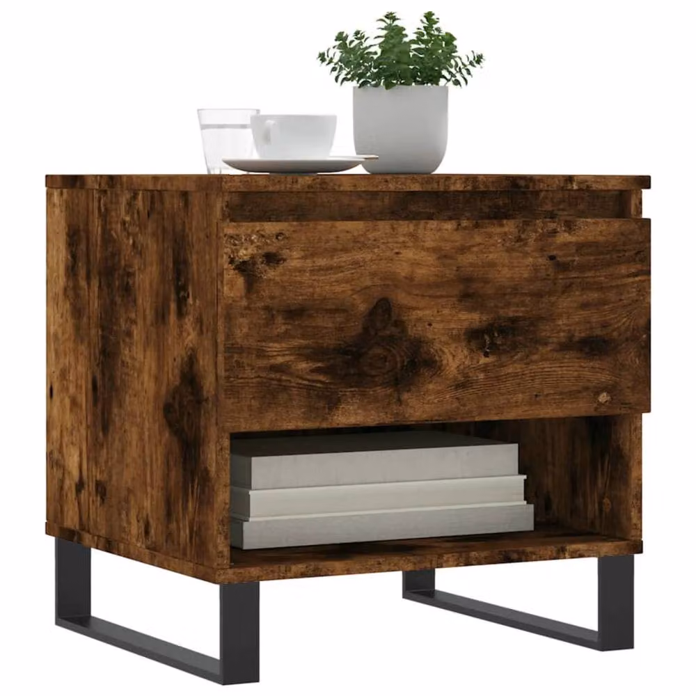 Berkfield Home Set of 2 Modern Smoked Oak Coffee Tables in Brown, W/D/H: 50 x 46 x 50 cm – 3