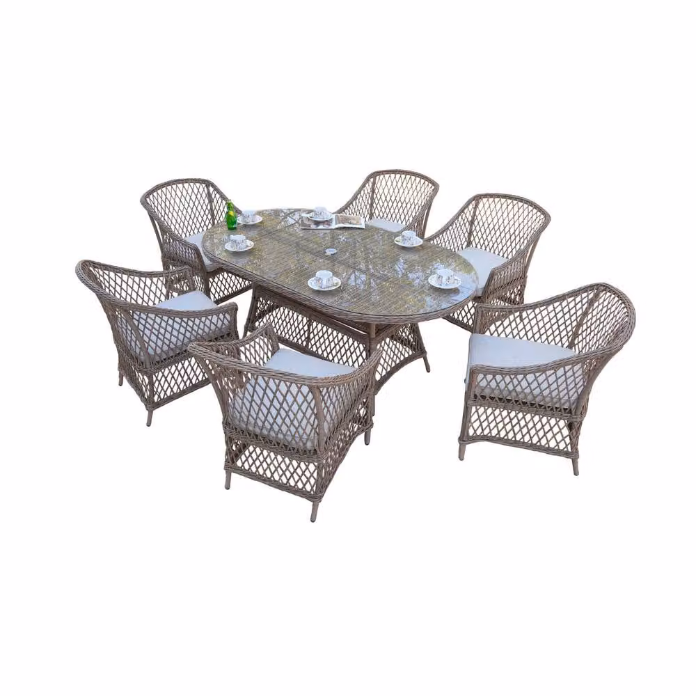 Furniture Maxi Provence Willow 6-Seater Rattan Garden Dining Set in Beige – 2