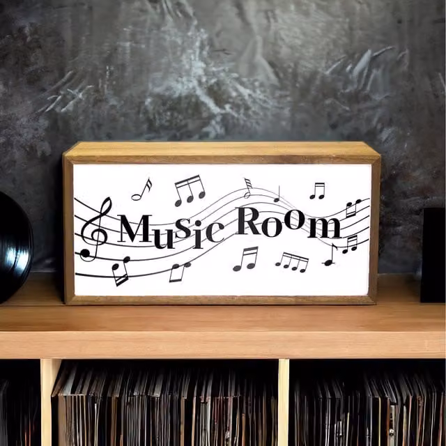 Echo Three Brown Wood LED Wall Light Box for your Home Music Room