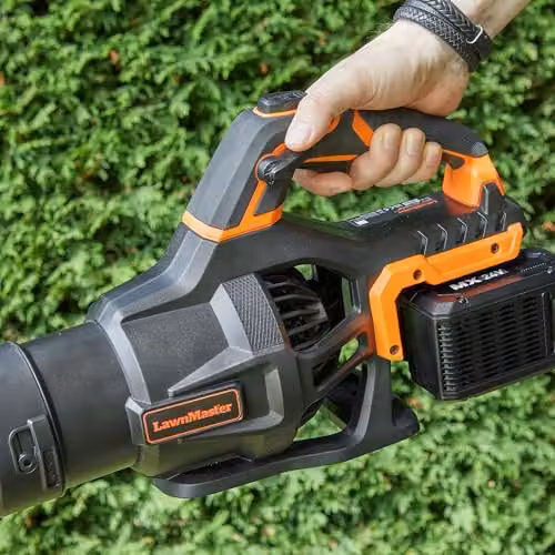 LawnMaster MX 24V Cordless Leaf Blower in Orange with Rechargeable Battery – 6