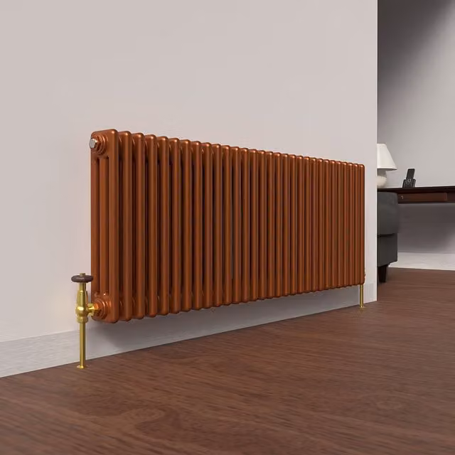 Lux Heat Horizontal 3 Column Steel Radiator in Bronze/Brown, W: 137 cm, H: 50 cm