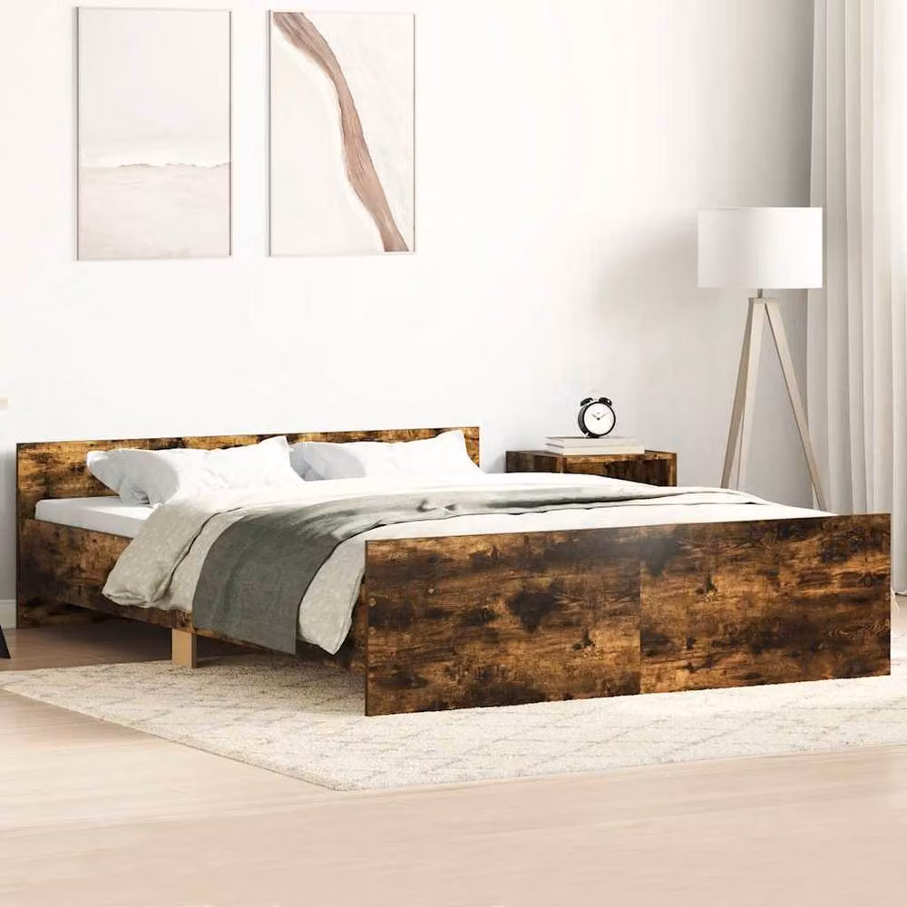 Berkfield Home Durable Bed Frame with Headboard and Footboard in Brown Oak and Pine, W/D/H: 120 x 200 cm – 2