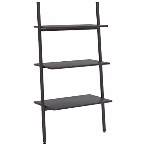 vidaXL 3-Tier Matt Black Metal Ladder Shelf, W/D/H: 64 x 34 x 116 cm