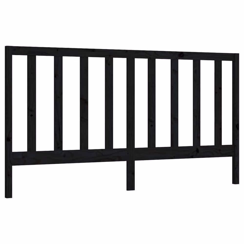 Berkfield Home Beautiful Black Solid Pine Wood Bed Headboard W: 206 cm, D: 4 cm, H: 100 cm – 2