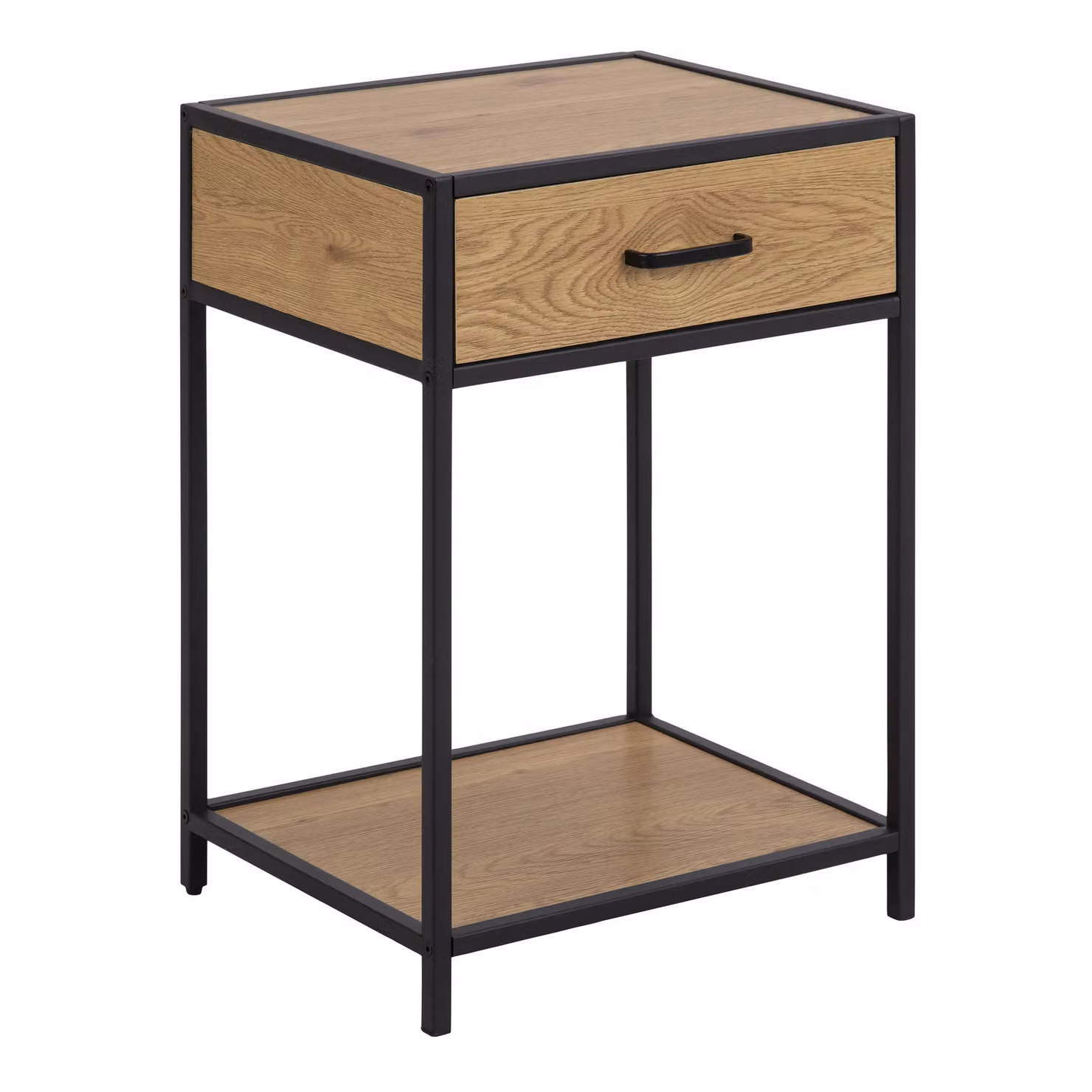 Furniture To Go Seaford Bedside Table with 1 Drawer in Black and Oak – 2