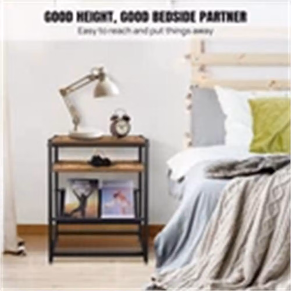 Nordara Type A 3-Tier Narrow Side Table in Brown, W/D/H: 43.3 x 18.3 x 55.8 cm – 5