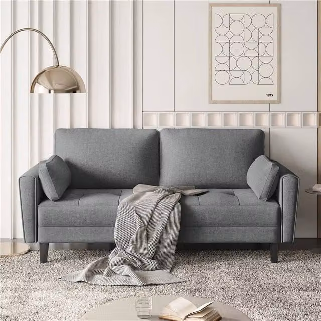 NESTLUNE Grey Fabric 2 Seater Upholstered Sofa, W: 100 cm, D: 15 cm