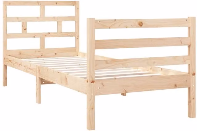 Berkfield Home Beautiful Small Single Solid Wood Bed Frame, Brown, W/D/H: 75 x 190 cm