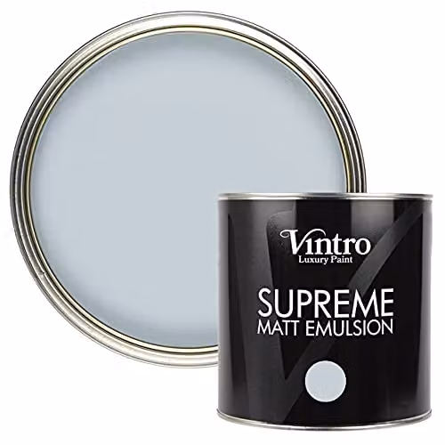 Vintro Aurora Luxury Matt Emulsion Blue-Grey Multi Surface Paint for Walls, Ceilings, Wood and Metal, 2.5L – 1