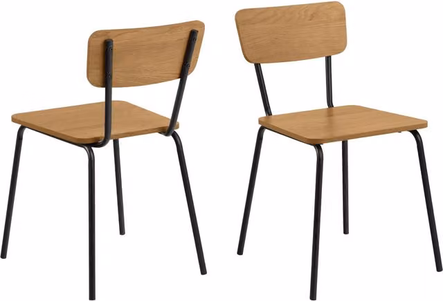 Furniture To Go Peru Dining Chair Set of 2 in Light Oak and Black Steel