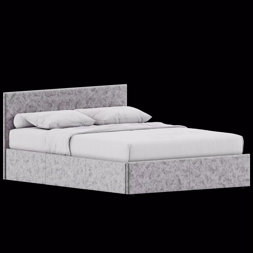 HD Designs Veronica King Size Ottoman Bed in Silver Velvet Fabric, W/D/H: 180 x 200 cm – 4