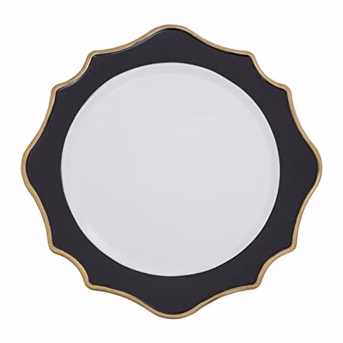 Orsina 24 Piece Black and White Floral Round Charger Plate Set, W: 33 cm, D: 33 cm, H: 0.3 cm – 2